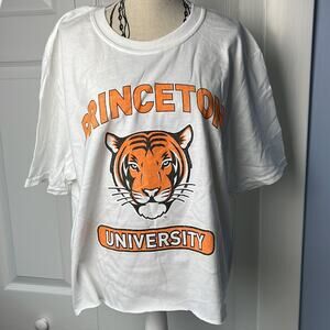 Princeton University Tigers Logo Crop Top White Medium
